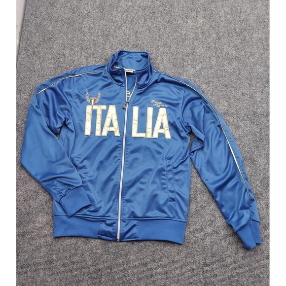 Desierto Other - Vtg Italia Track Jacket Medium Blue Full Zip Forza Azzurri Palestra Gold Trim